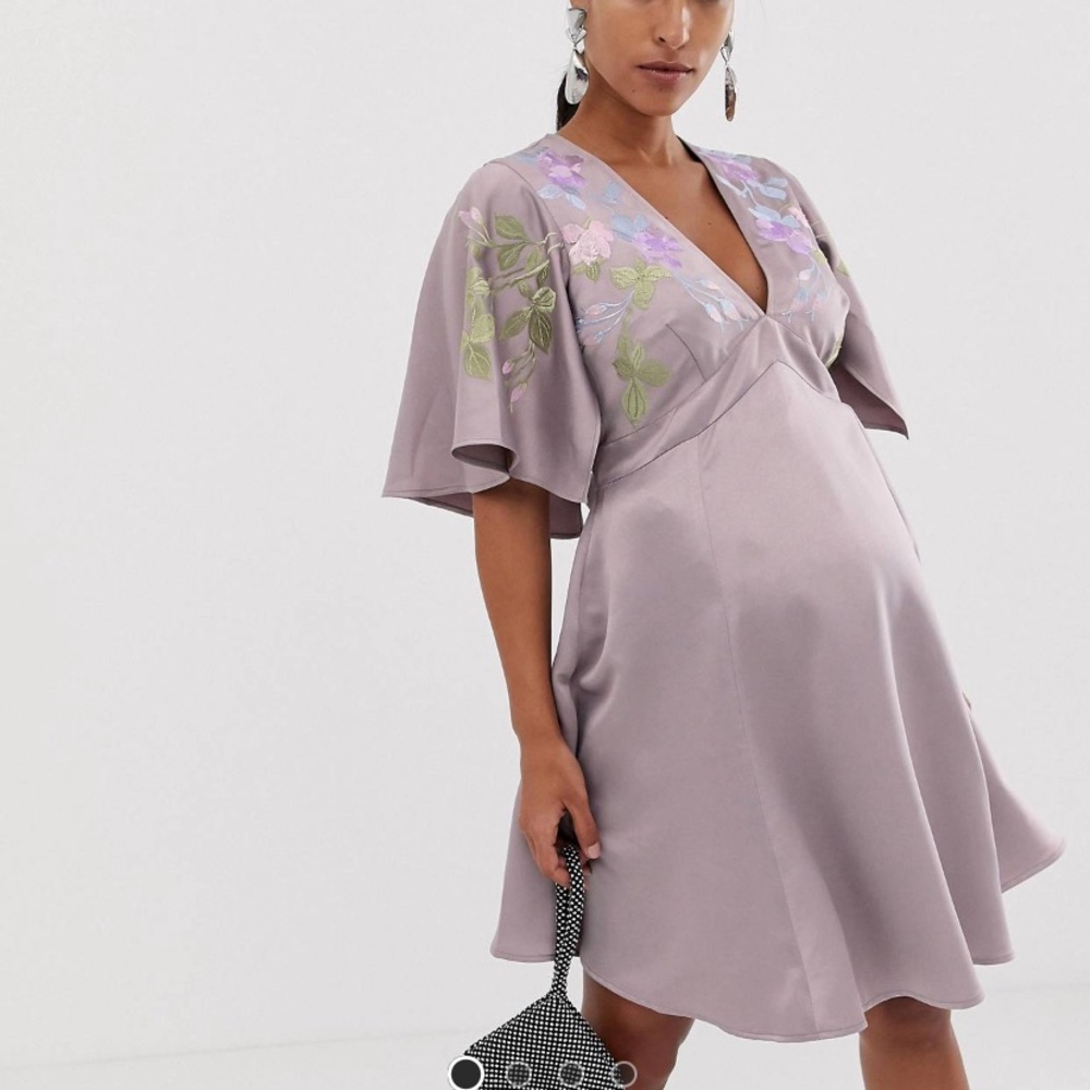 Maternity embroidered dress